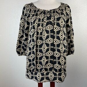 Anne Klein Silk Three Quarter Sleeve Blouse Top Size M EUC